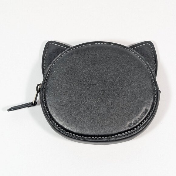 NWOT Coach Leather Black Cat Card Case, Wallet, and Coin Purse, Limited Edition - Picture 3 of 4